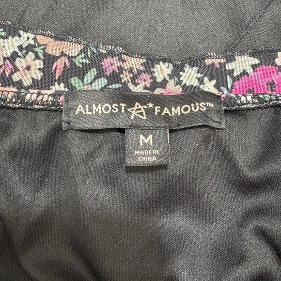 Almost Famous black floral Cami fairycore whimsygoth top with tie detail Size M - Picture 7 of 8